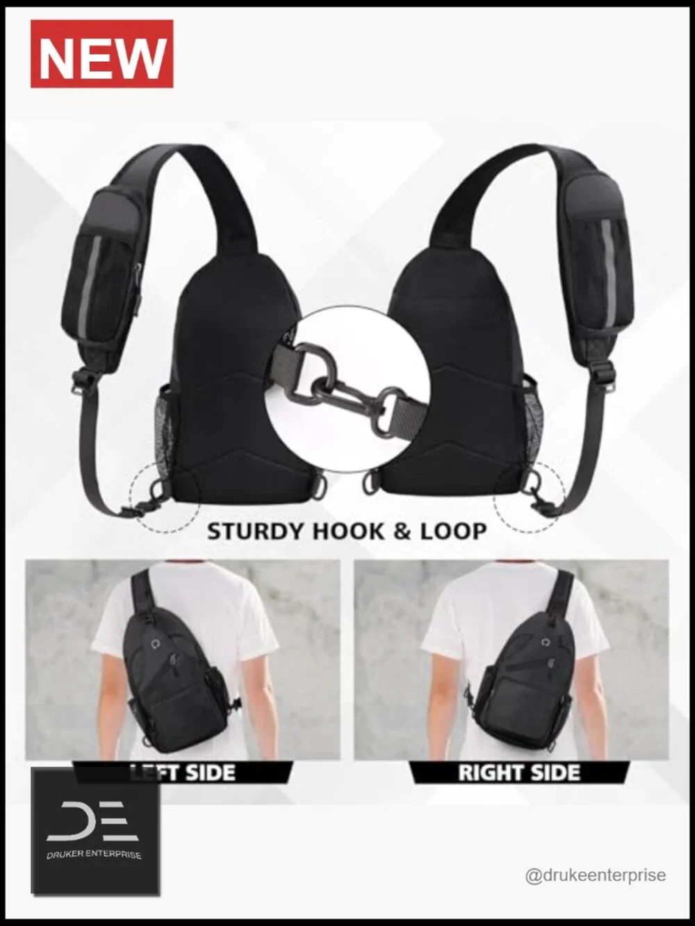 Crossbody Sling Bag for Men Travel Hiking Daypack Backpack with Adjustable